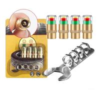 4 tapas de vástago de válvula de presión de neumáticos de automóvil con monitoreo de presión externa para ayudar a prevenir el inflado insuficiente y promover un mejor ahorro de combustible (A)