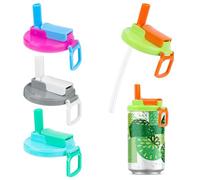 4 tapas para latas con pajita, cierre de silicona para latas de bebidas, latas de bebidas, cierre con apertura para pajita y protección contra el polvo, soda estándar, latas de cola