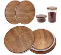 4 tapas para tarros Weck con diámetro de 100 mm, madera de acacia, tulipanes, tapa de cristal con silicona, hermética, tapa de madera, reutilizable, apta para modelos de cristal Weck 738, 739, 740