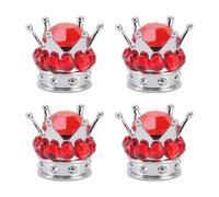4 tapas para válvula de rueda de neumático, estilo corona de diamante, universales, para coches, camiones y bicicletas, color rojo