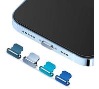 4 tapones antipolvo compatibles con iPhone 11/12 que protegen la carga contra el polvo, tapa antipolvo, 4 conectores de puerto de carga para teléfono 11/11 Pro Max/SE/XR/X/8 Plus/8/7 (serie azul)