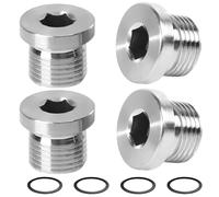 4 tapones ciegos de 1/4 pulgadas, para tuberías de agua, acero inoxidable, tapa de cierre con 4 juntas, tapón roscado autosellante para sellado de tuberías (plateado) (1/4 pulgadas)