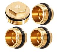 4 tapones de latón de 1/2 pulgadas, tapón ciego de 1/2 pulgadas, rosca exterior, tapones de tubo con anillo de goma para tuberías de agua, radiadores, calefacción y sistema de agua potable