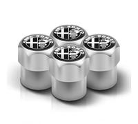 4 Tapones de Válvula Aleación Aluminio para Alfa Romeo Giulia Stelvio Mito Giulietta tonale Alfa 4C Disco, Tapones Rueda Coche Resistentes Corrosión, para marcar los neumáticos,Silver-1