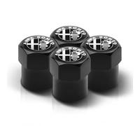 4 Tapones de Válvula Aleación Aluminio para Alfa Romeo Giulia Stelvio Mito Giulietta tonale Alfa 4C Disco, Tapones Rueda Coche Resistentes Corrosión, para marcar los neumáticos,Black-1