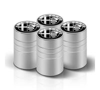 4 Tapones de Válvula Aleación Aluminio para Alfa Romeo Giulia Stelvio Mito Giulietta tonale Alfa 4C Disco, Tapones Rueda Coche Resistentes Corrosión, para marcar los neumáticos,Silver-3