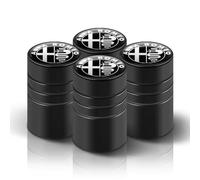 4 Tapones de Válvula Aleación Aluminio para Alfa Romeo Giulia Stelvio Mito Giulietta tonale Alfa 4C Disco, Tapones Rueda Coche Resistentes Corrosión, para marcar los neumáticos,Black-3