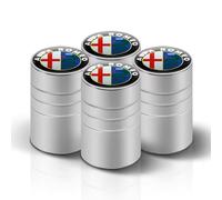 4 Tapones de Válvula Aleación Aluminio para Alfa Romeo Giulia Stelvio Mito Giulietta tonale Alfa 4C Disco, Tapones Rueda Coche Resistentes Corrosión, para marcar los neumáticos,Silver-4
