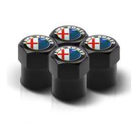 4 Tapones de Válvula Aleación Aluminio para Alfa Romeo Giulia Stelvio Mito Giulietta tonale Alfa 4C Disco, Tapones Rueda Coche Resistentes Corrosión, para marcar los neumáticos,Black-2