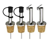 4 Tapones de Vino de Corcho Con Vertedor y Tapa Superior - Protección para Botellas de Vino y Aceite