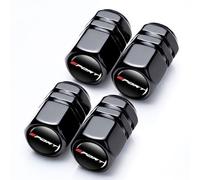 4 Tapones Rueda Coche para SsangYong Torres Kyron Actyon Tivoli Rodius, Tapa de Válvula de Accesorios de Neumáticos de Automóviles Metal Tapones Ruedas Coche,Black-Type A