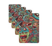 4 tarjetas aromatizantes para coche, de larga duración, doble cara, para colgar, fragancia, abstracto, monstruo, coche, aromaterapia, tabletas, espejo retrovisor automático, colgante para hombres y