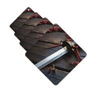 4 tarjetas aromatizantes para coche, de larga duración, doble cara, para colgar, fragancia, espada samurái japonesa, tabletas de aromaterapia, espejo retrovisor automático, colgante para hombres y
