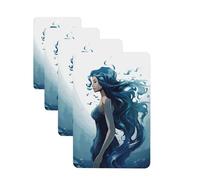 4 tarjetas de ambientadores de coche de larga duración, doble cara, para colgar, fragancia, tarjeta perfumada de sirena azul, tabletas de aromaterapia, espejo retrovisor automático, colgante para