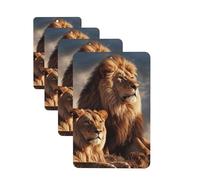 4 tarjetas de ambientadores de coche de larga duración, doble cara, para colgar, fragancia, tarjeta perfumada, dos leones, tabletas de aromaterapia, espejo retrovisor automático, colgante para hombres