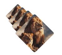 4 tarjetas de ambientadores de coche de larga duración, doble cara, para colgar, fragancia, tarjeta perfumada, dos leones, tabletas de aromaterapia, espejo retrovisor automático, colgante para hombres