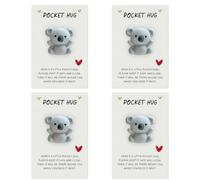 4 tarjetas de felicitación de bolsillo de koala con mini figura de animal de resina, regalos de relación a larga distancia para él y ella, regalo de amor inspirador para amigos, adolescentes, niñas