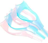 4 tarjetas de pestañas, 3 en 1 de plástico reutilizable, protector de rímel, cepillo rizador, peine de pestañas, herramientas cosméticas de maquillaje para mujeres (rosa, azul)