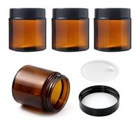 4 tarros de crema de 120 ml para rellenar, tarros de cristal ámbar de gran capacidad, frascos de farmacia, botes de crema con tapa para cosméticos y ungüentos
