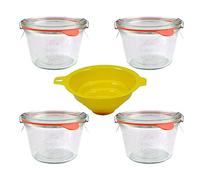 4 tarros de cristal con borde redondo, 250 ml, incluye accesorios