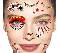 4 Tatuaje Ephemere para Cara Carnaval, Accesorio Carnaval y Tatuajes de Colonia | Accesorios de Disfraz Adulto (Fiesta, Carnaval, Fasching) (B)
