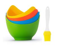4 tazas escalfadoras de huevos de silicona con cepillo de aceite adicional, tazas antiadherentes para escalfar huevos para freidora de aire, horno para hornear o cocinar huevos en la estufa, sin BPA.