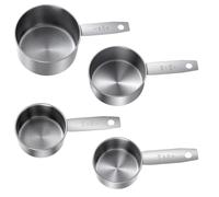 4 tazas medidoras de acero inoxidable, 1, 1/2, 1/3, 1/4 taza - 250, 125, 80, 60 ml, cuchara medidora de metal, cómoda sensación al tacto, cucharas medidoras para café, cocina, hornear, cocina, apto