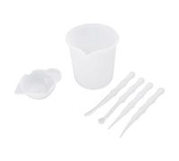 4 tazas medidoras de silicona para resina epoxi, 100 ml, tazas de mezcla, raspador, agitadores, cuchara para moldes epoxi, herramienta de vertido, moldes de resina, kit de fabricación de joyas