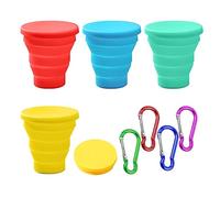 4 tazas plegables telescópicas con 4 mosquetones, taza plegable para agua, taza plegable de silicona, taza plegable de viaje, taza de café plegable, apta para viajes, camping