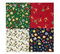 4 telas 100% algodón, de navidad, telas patchwork 50 x 50 cm, telas estampadas costura navideña