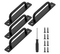 4 tiradores de puerta corredera de aleación de aluminio, tirador puerta corredera, tirador de puerta de granero de metal, con 8 tornillos y 1 destornillador, para cocina, oficina, dormitorio (negro)