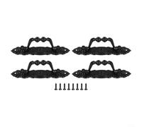 4 tiradores decorativos para anillos para armarios y muebles, asas antiguas, perfectas para estilo retro del hogar (negro)