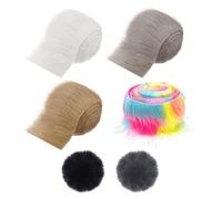 4 tiras de lana, 2 bolas de peluche, tiras de lana para coser, decoración de manualidades, bolas de felpa de tela, tejidos de piel sintética