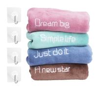 4 toallas de mano para fitness, gimnasio, secado rápido, de microfibra, con 4 ganchos, 4 colores, juego de toallas de gimnasio, para hombres y mujeres, ligeras y absorbentes para deportes, yoga, 35 x