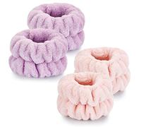 4 toallas de muñeca para lavar la cara, dorbetar, muñequeras de microfibra para lavar la cara, pulseras de spa para lavar la cara, bandas de toalla esponjosas, bandas de brazo para lavar la cara para