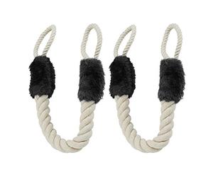 4 Topes Puerta Cuerda, para Picaporte, Cordel Anticierre, 60 cm, Protección Niños y Mascotas, Beige/Negro