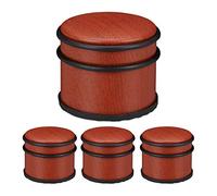 4 Topes Puerta, Puertas y Ventanas Pesadas, Acero Inoxidable y Goma, Efecto Madera, Freno, 9,5cm Ø, Marrón Rojizo