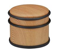 4 Topes Puerta, Puertas y Ventanas Pesadas, Acero Inoxidable y Goma, Efecto Madera, Freno Suelo, 9,5 cm Ø, Marrón
