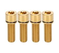 4 Tornillos De Aleación Titanio For Manillar Bicicleta, Ligeros, Dorados Y Plateados, M7 X 20 Mm, Con Arandelas(Gold)