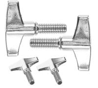 4 Tornillos de Metal para Soporte de Batería Jazz, Plata | Cierre Rápido y Sujeción Segura, Repuesto para Hardware, Incluye Pomo de Ala y Mando Manual