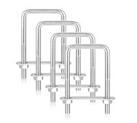 4 Tornillos en U Con Rosca, M8 70 X 110mm Pernos en U Cuadrados de Acero Inoxidable con Tuercas Placa de Marco Arandelas Redondas para Casa O Jardín, Actividades al Aire Libre