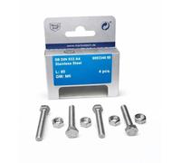 4 tornillos hexagonales con tuercas DIN 933/934 A4 M6x60 SW10