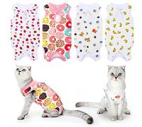 4 Trajes de Recuperación de Gatos Ropa de Recuperación Transpirable de Gatitos Envolturas Corporales de Recuperación de Algodón para Recuperación Abdominal Destete, 4 Estilos (M)