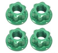 4 tuercas de rueda de pista M10 7075 aleación de aluminio para eje de cubo de bicicleta Tornillos para cubo trasero Fixie Montaña plegable de liberación no rápida para piezas de bicicleta verde negro