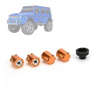 4 tuercas de rueda M4, tapa central de llanta de aluminio, cubo de bloqueo manual para 1/10 RC Crawler Axial SCX10 90046 D90 Gen7 (Amarilla)
