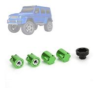 4 tuercas de rueda M4, tapa central de llanta de aluminio, cubo de bloqueo manual para 1/10 RC Crawler Axial SCX10 90046 D90 Gen7 (Verde)