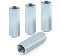 4 tuercas largas M10 x 40 mm, manguitos roscados de acero galvanizado, tuercas hexagonales de conexión duraderas para unión de tornillos y pernos, accesorios de montaje resistentes