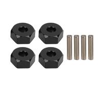 4 Uds 12mm cubo de rueda hexagonal montaje aleación de aluminio RC coche adaptador de accionamiento hexagonal reemplazo para MJX 14210 16208 (Negro)