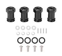 4 Uds 12mm RC rueda de aluminio cubo hexagonal 15mm extensión de compensación hexagonal adaptador acoplador MINI E REVO 1/16 RC Coche (Negro)