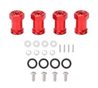 4 Uds 12mm RC rueda de aluminio cubo hexagonal 15mm extensión de compensación hexagonal adaptador acoplador MINI E REVO 1/16 RC Coche (Rojo)